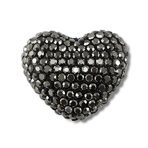 Perles boh&egrave;me coeur Anthracite