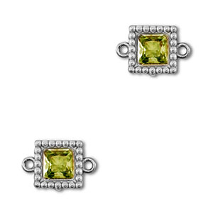 Connecteurs en acier Inox zirconium carr&eacute; Argent&eacute;-vert lime