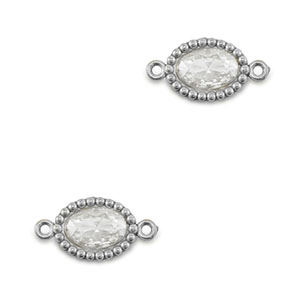 Connecteurs en acier Inox zirconium ovale Argent&eacute;-transparent