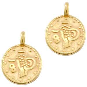 Breloques en m&eacute;tal DQ pi&egrave;ce de monnaie Dor&eacute; (sans nickel)