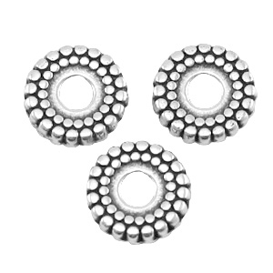 Perles en m&eacute;tal DQ disque 8mm d&eacute;co argent&eacute; antique (sans nickel)