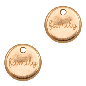 Breloques en m&eacute;tal DQ "family" 12mm Dor&eacute; ros&eacute; (sans nickel)