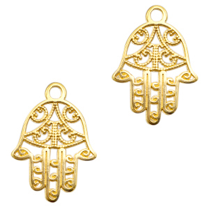 Breloques en m&eacute;tal DQ main Hamsa Dor&eacute; (sans nickel)