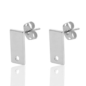 Appr&ecirc;ts en m&eacute;tal DQ puce d'oreille rectangulaire 6x12mm Argent&eacute; antique (sans nickel)
