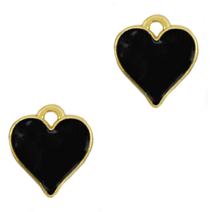 Breloques en m&eacute;tal DQ coeur Dor&eacute;-noir (sans nickel)