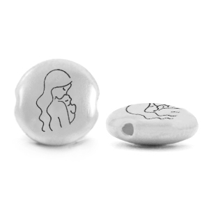 Perles en m&eacute;tal DQ m&egrave;re Argent&eacute; antique (sans nickel)