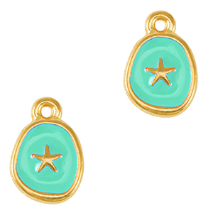 Breloques en m&eacute;tal DQ &eacute;toile de mer Dor&eacute;-bleu veraman (sans nickel)