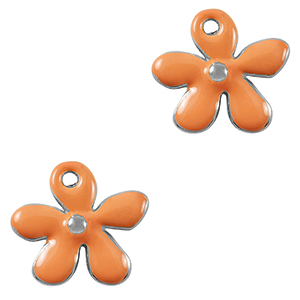 Breloques en m&eacute;tal DQ fleur Argent&eacute; antique-orange (sans nickel)