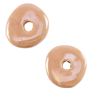 Perles en c&eacute;ramique DQ grecque donut Rose blush