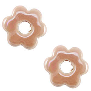 Perles en c&eacute;ramique DQ grecque fleur Rose blush