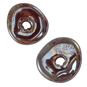Perles en c&eacute;ramique DQ grecque donut Marron brique fonc&eacute;