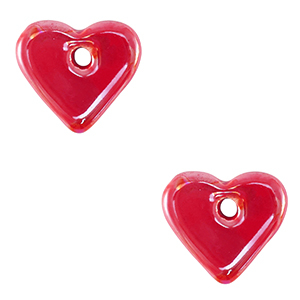 Perles en c&eacute;ramique DQ grecque coeur Rouge feu
