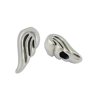 Perles en m&eacute;tal DQ ailes d'anges Argent&eacute; antique (sans nickel)