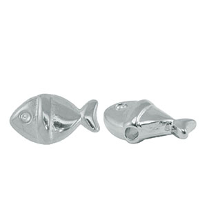 Perles en m&eacute;tal DQ poisson Argent&eacute; antique (sans nickel)