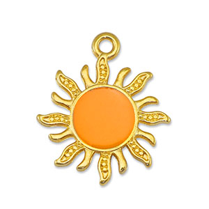 Breloques en m&eacute;tal DQ soleil Orange-Dor&eacute; (sans nickel)
