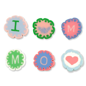 Perles en polym&egrave;re "I love mom" Multicolore clair