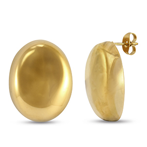 Boucles d'oreilles / puces d&rsquo;oreilles en acier Inox ovale Dor&eacute;