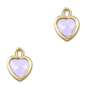 Pendentifs en verre Crystal glass coeur Lilas clair-dor&eacute;