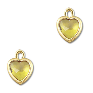 Pendentifs en verre Crystal glass coeur Jaune-dor&eacute;