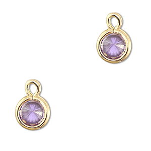 Pendentifs en verre Crystal glass rond Lilas clair-dor&eacute;