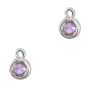 Pendentifs en verre Crystal glass rond Lilas clair-argent&eacute;