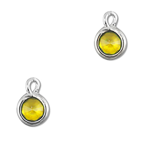 Pendentifs en verre Crystal glass rond Jaune-argent&eacute;