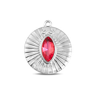 BY31&reg; Breloques en acier Inox rond Argent&eacute;-rose doux opale