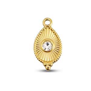 BY31&reg; Breloques en acier Inox goutte Dor&eacute;-cristal