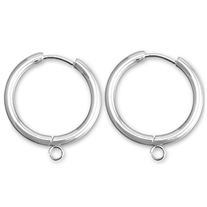 Boucles d'oreilles en acier inox cr&eacute;oles avec anneau 23mm Argent&eacute;