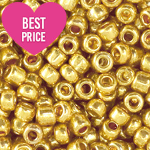 Perles de rocailles 6/0 (4mm) Dor&eacute; jaune brillance m&eacute;tallique