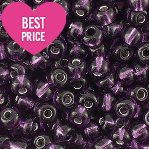 Perles de rocailles 12/0 (2mm) Violet doublure argent&eacute;