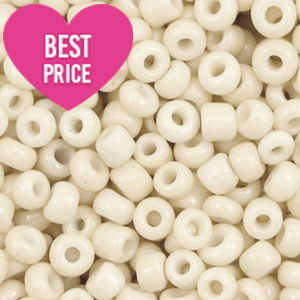 Perles de rocailles 8/0 (3mm) Blanc cr&egrave;me