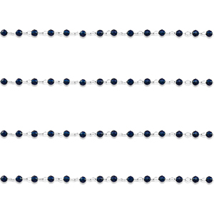 Appr&ecirc;ts en acier inox cha&icirc;ne maille jaseron rond Argent&eacute;-bleu fonc&eacute;