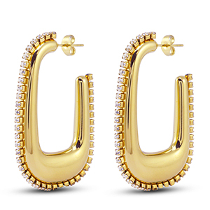 Boucles d'oreilles / puces en acier Inox ovale Dor&eacute;