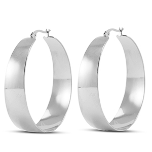 Boucles d'oreilles / cr&eacute;oles en acier Inox Argent&eacute;