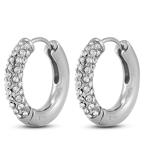 Boucles d'oreilles / cr&eacute;oles en acier Inox Argent&eacute;