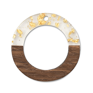 Pendentifs en bois rond Transparent-dor&eacute;-marron