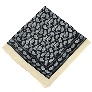 Foulard avec feuille Beige-noir-blanc