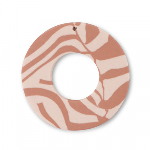 Pendentifs en polym&egrave;re rond Rose p&ecirc;che clair-marron clair