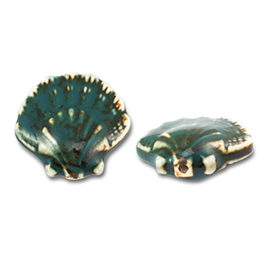Perles en c&eacute;ramique coquille Vert-marron