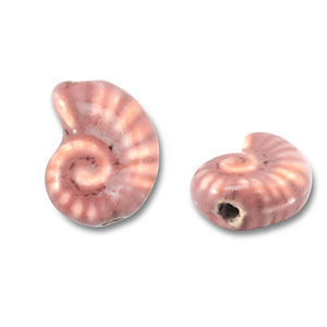 Perles en c&eacute;ramique coquille Rose vintage