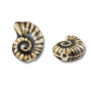Perles en c&eacute;ramique coquille Marron clair