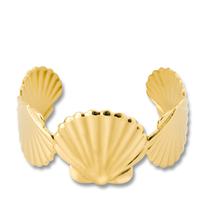 Bracelets en acier Inox jonc coquille Dor&eacute;