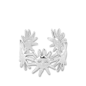 Bagues en acier Inox soleil Argent&eacute;