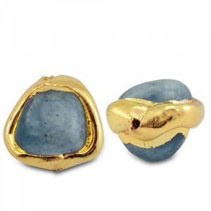 Pierres naturelles perles B&eacute;ryl irr&eacute;gulier Bleu gris-dor&eacute;