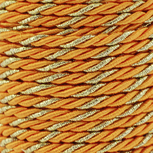 Cordon tendance torsad&eacute; 3mm Orange-dor&eacute;
