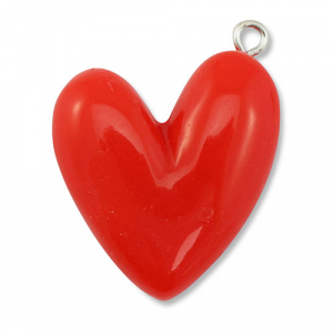 Pendentifs en r&eacute;sine coeur Rouge
