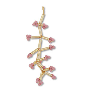 Pendentifs en perles de verre fleur Dor&eacute;-mauve