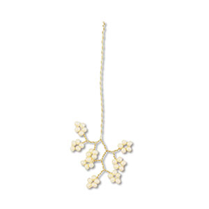 Pendentifs en perles de verre fleur Dor&eacute;-blanc cass&eacute;