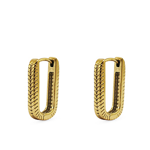 Boucles d'oreilles / puces en acier Inox ovale Dor&eacute;